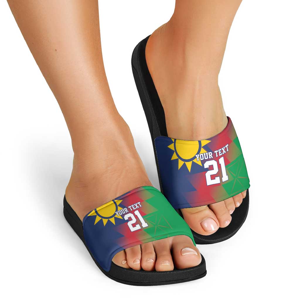 Namibia Cricket Custom Slide Sandals Namibian Gold Sun Flag Motif LT9