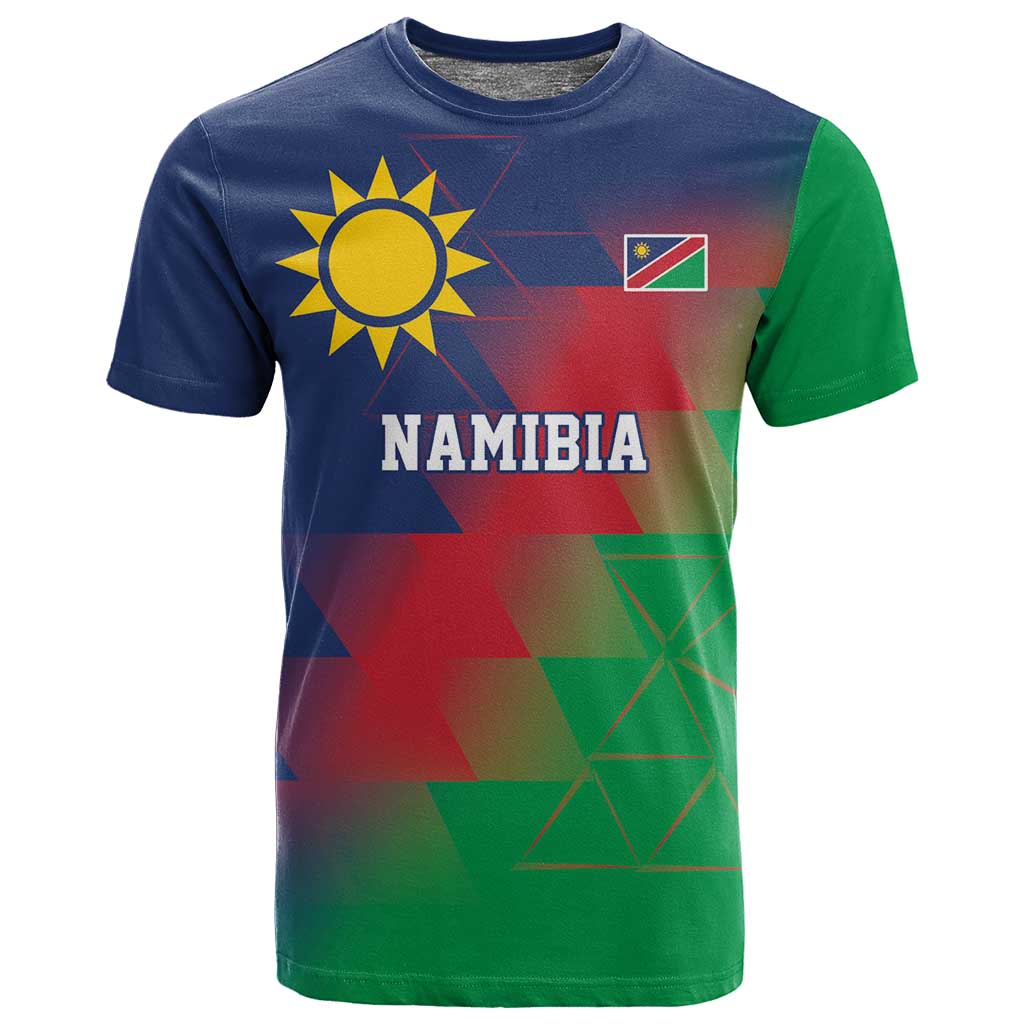 Custom Cricket African Namibia T shirt Namibian Gold Sun Flag Motif LT9