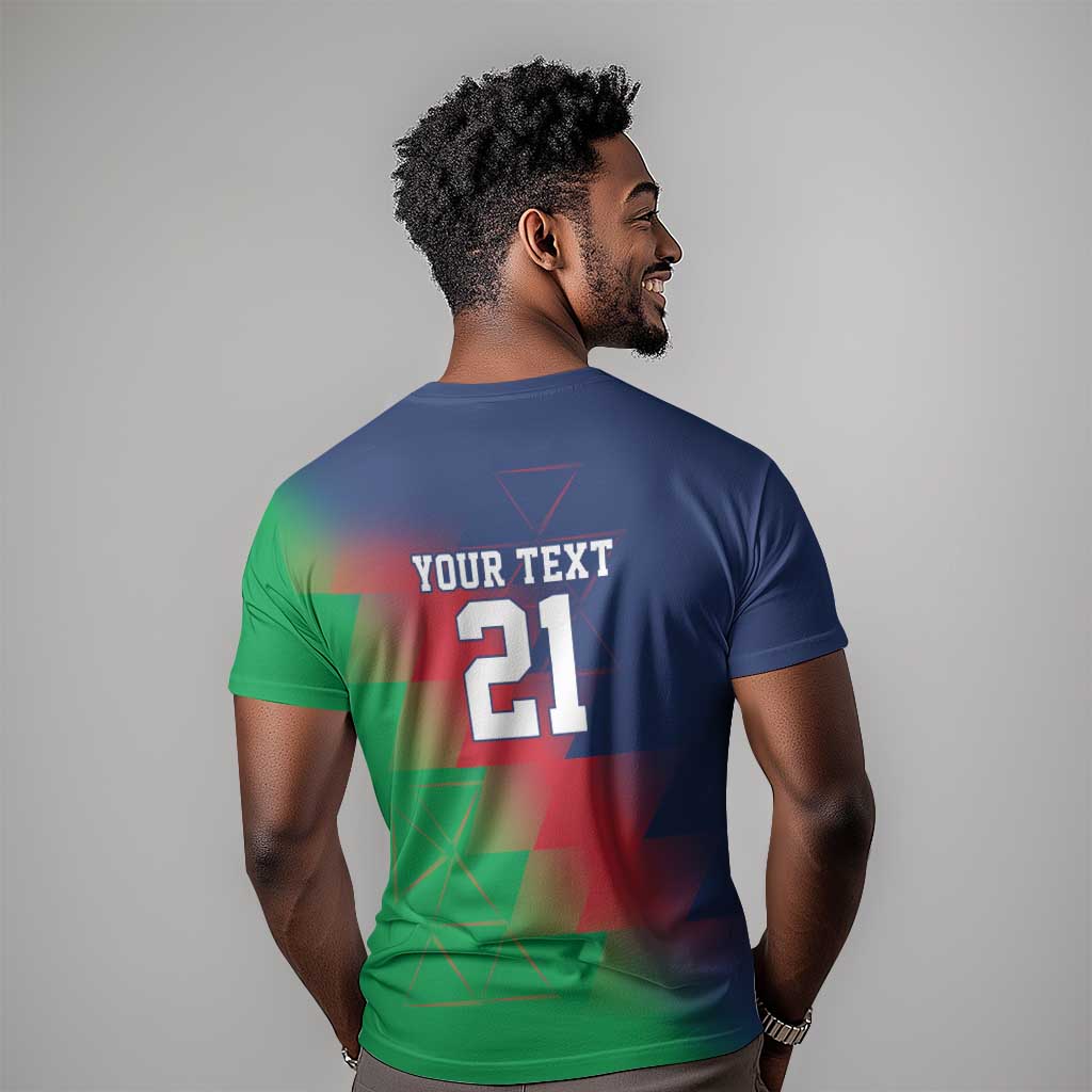 Custom Cricket African Namibia T shirt Namibian Gold Sun Flag Motif LT9