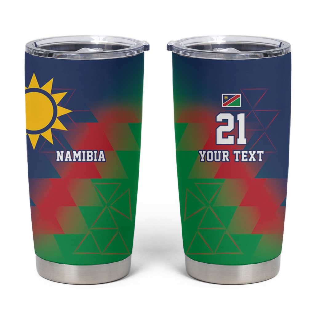 Custom Cricket African Namibia Tumbler Cup Namibian Gold Sun Flag Motif LT9
