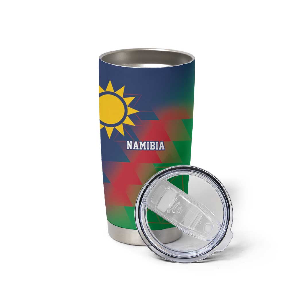 Custom Cricket African Namibia Tumbler Cup Namibian Gold Sun Flag Motif LT9