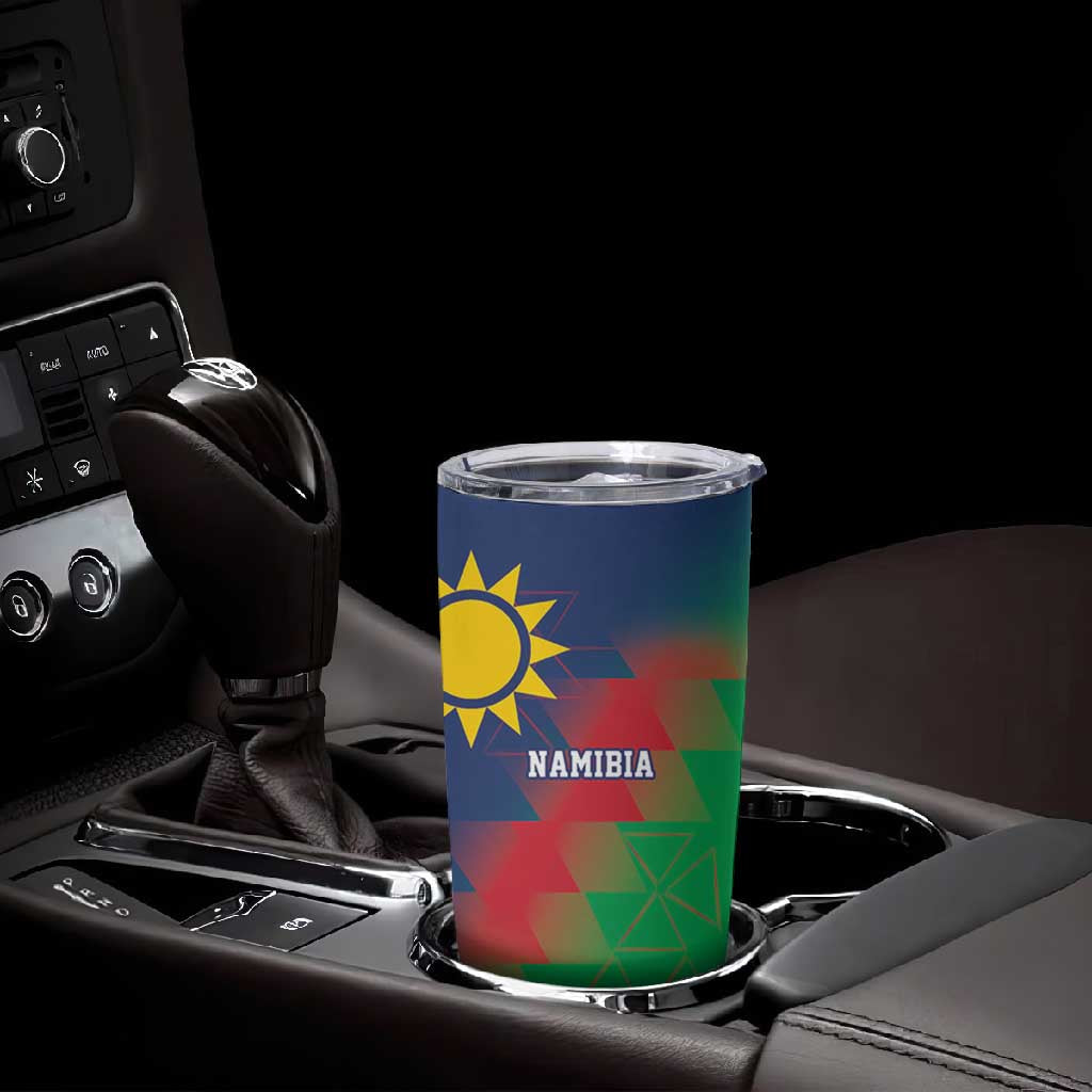 Custom Cricket African Namibia Tumbler Cup Namibian Gold Sun Flag Motif LT9