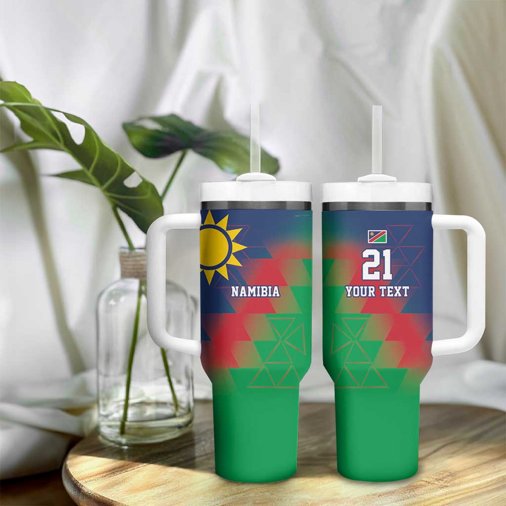 Custom Cricket African Namibia Tumbler With Handle Namibian Gold Sun Flag Motif LT9