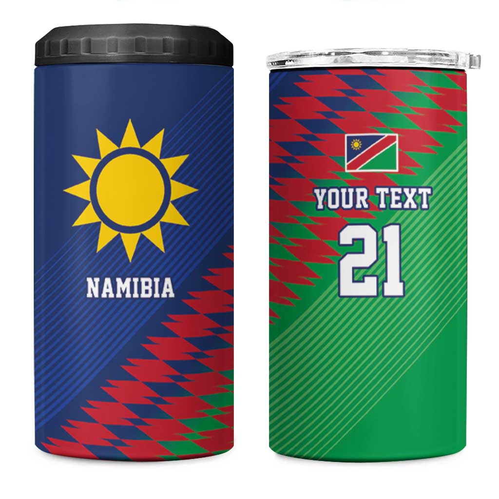 Custom Cricket African Namibia 4 in 1 Can Cooler Tumbler Namibian Sporty Pattern Flag Motif LT9