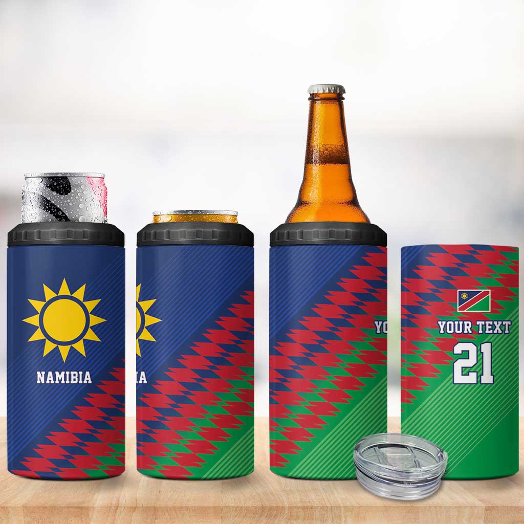 Custom Cricket African Namibia 4 in 1 Can Cooler Tumbler Namibian Sporty Pattern Flag Motif LT9