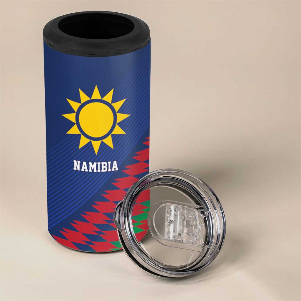 Custom Cricket African Namibia 4 in 1 Can Cooler Tumbler Namibian Sporty Pattern Flag Motif LT9