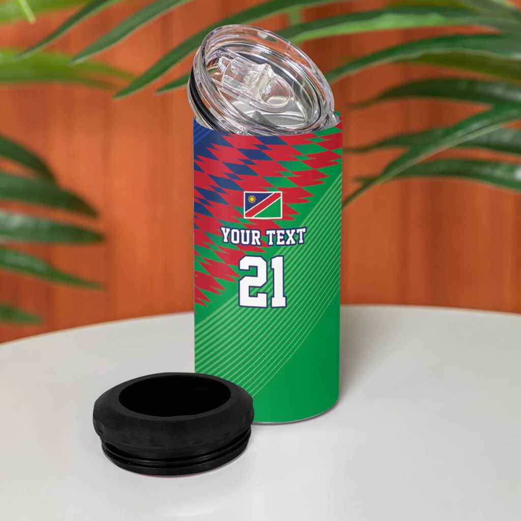 Custom Cricket African Namibia 4 in 1 Can Cooler Tumbler Namibian Sporty Pattern Flag Motif LT9
