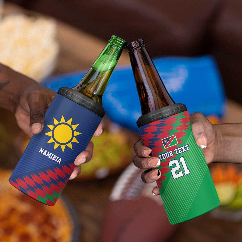 Custom Cricket African Namibia 4 in 1 Can Cooler Tumbler Namibian Sporty Pattern Flag Motif LT9