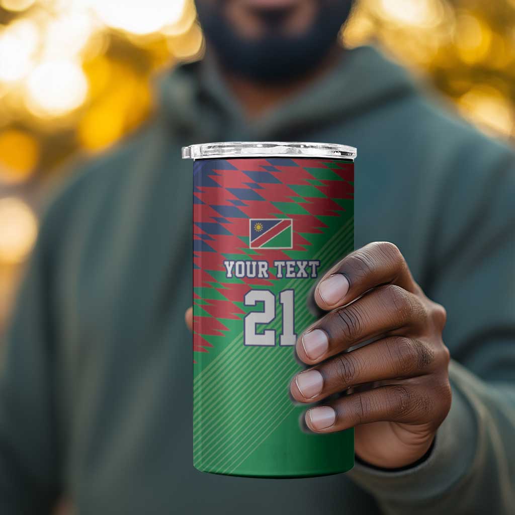 Custom Cricket African Namibia 4 in 1 Can Cooler Tumbler Namibian Sporty Pattern Flag Motif LT9