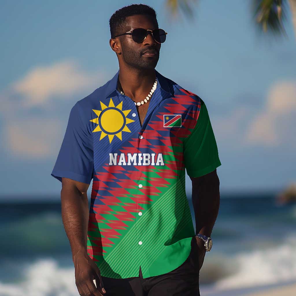 Custom Cricket African Namibia Hawaiian Shirt Namibian Sporty Pattern Flag Motif LT9