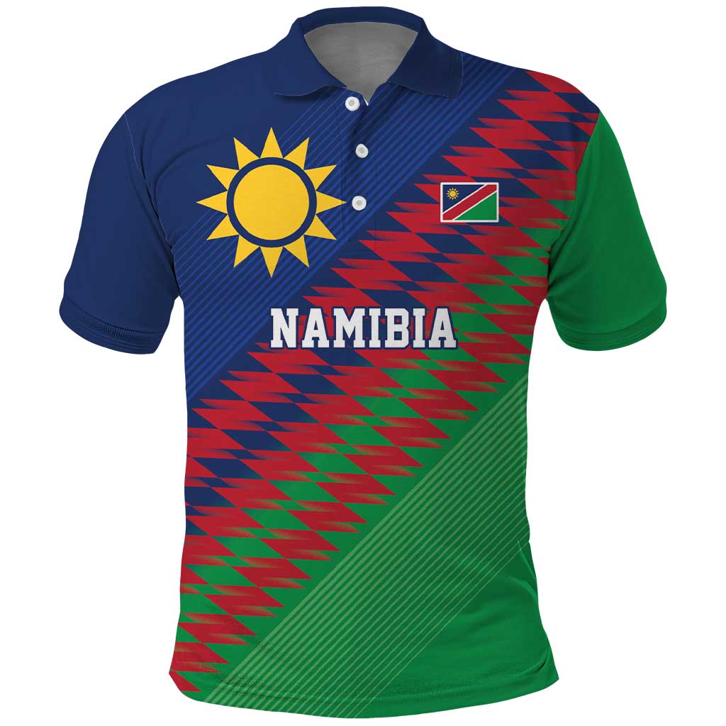 Namibia Cricket Custom Polo Shirt Namibian Sporty Pattern Flag Motif LT9