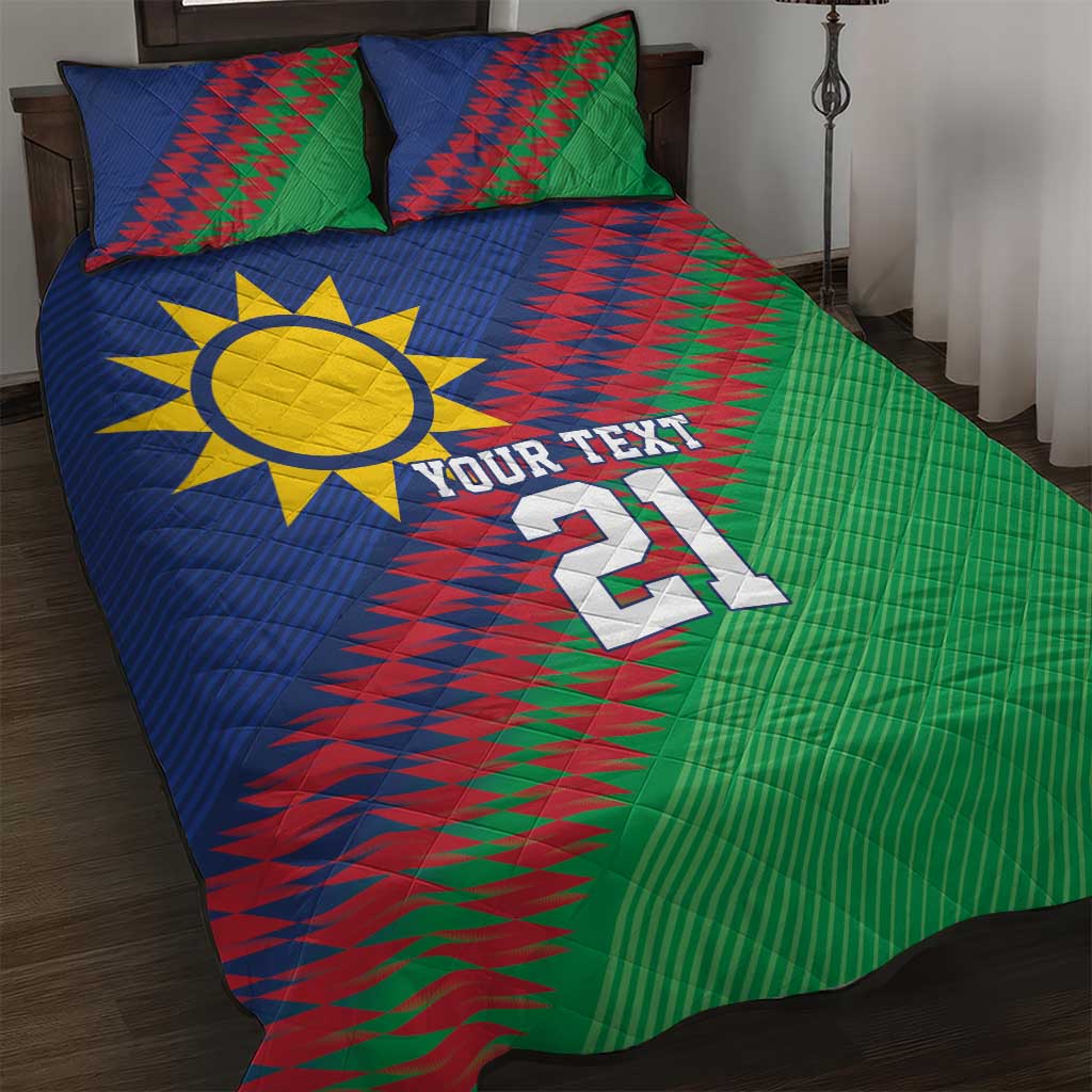 Custom Cricket African Namibia Quilt Bed Set Namibian Sporty Pattern Flag Motif LT9