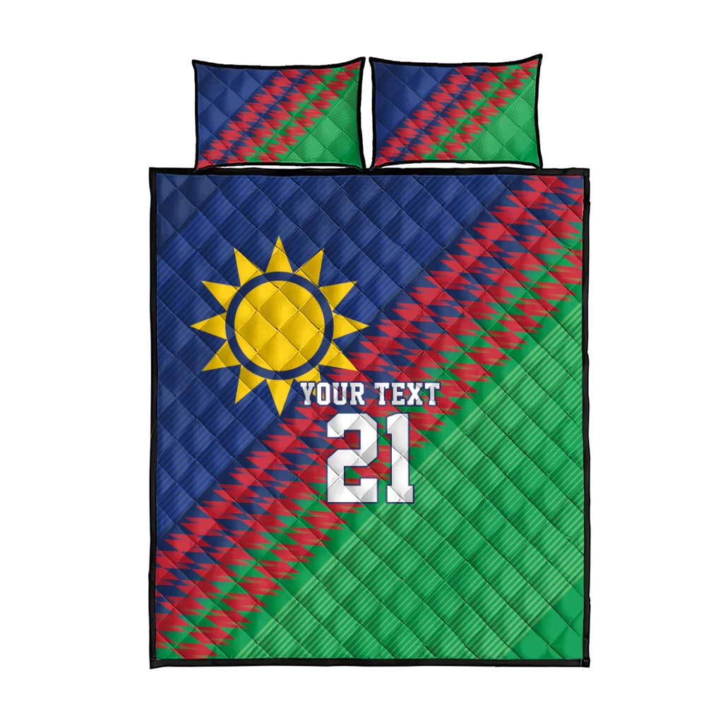 Custom Cricket African Namibia Quilt Bed Set Namibian Sporty Pattern Flag Motif LT9