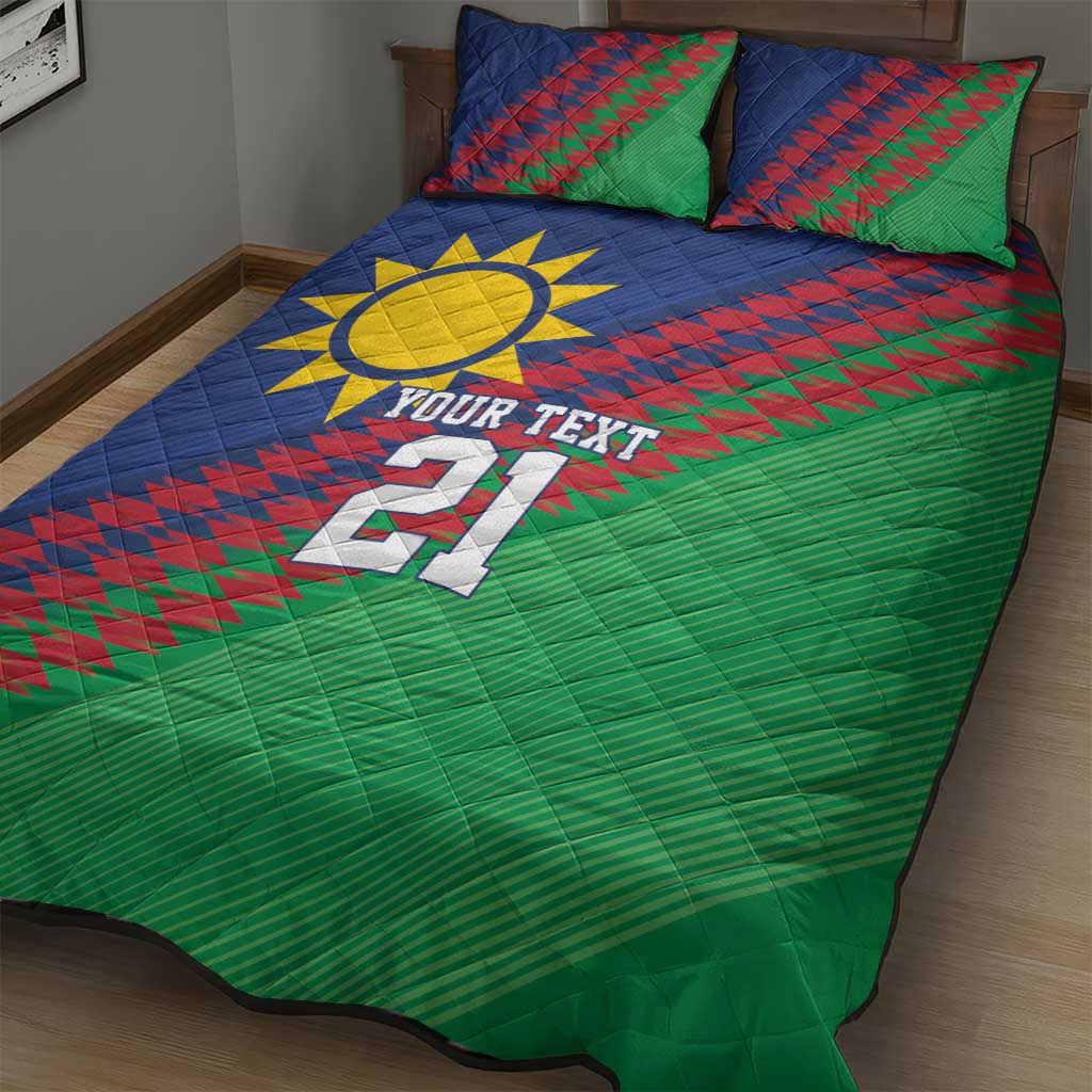 Custom Cricket African Namibia Quilt Bed Set Namibian Sporty Pattern Flag Motif LT9