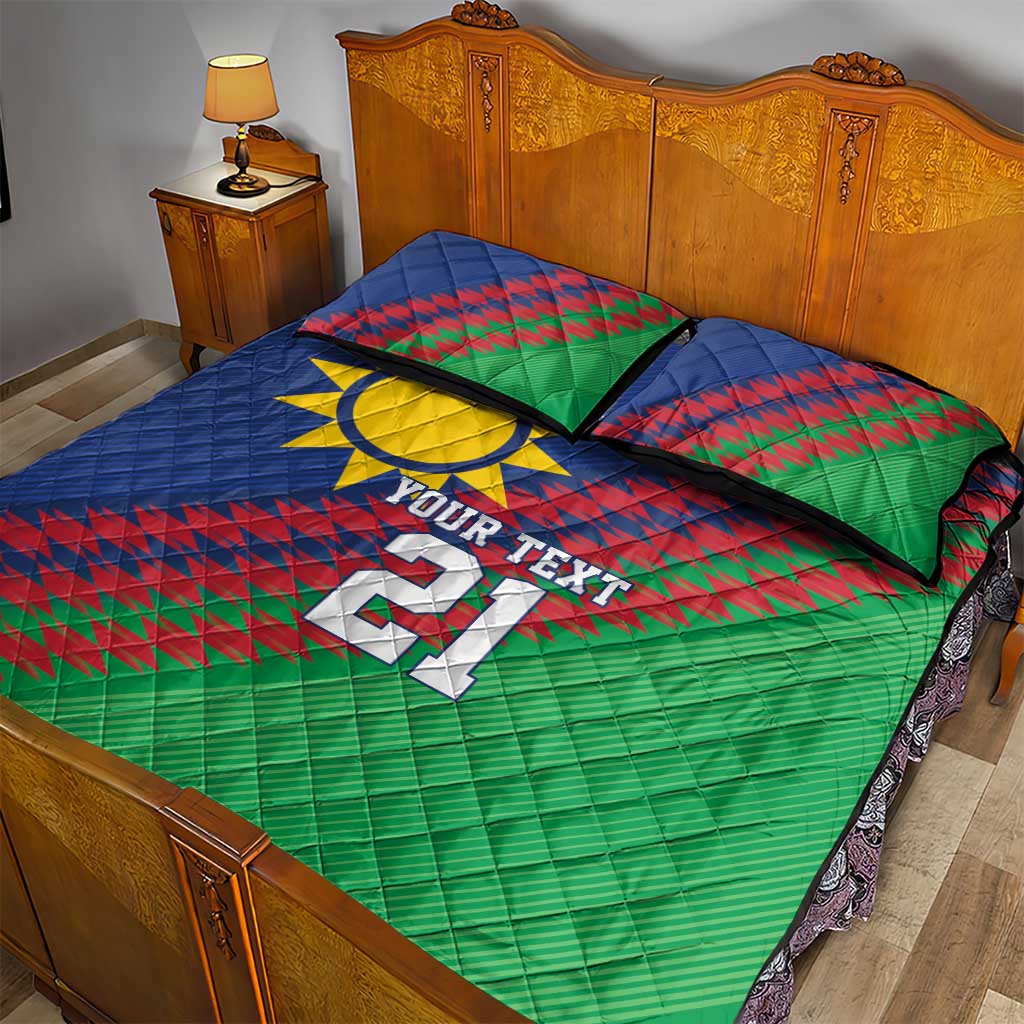 Custom Cricket African Namibia Quilt Bed Set Namibian Sporty Pattern Flag Motif LT9