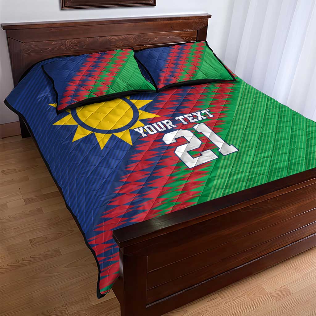 Custom Cricket African Namibia Quilt Bed Set Namibian Sporty Pattern Flag Motif LT9
