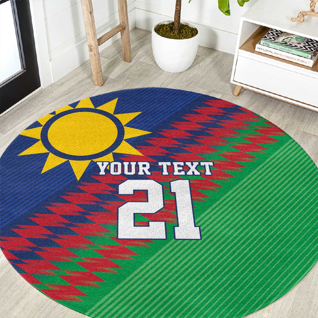 Custom Cricket African Namibia Round Carpet Namibian Sporty Pattern Flag Motif LT9