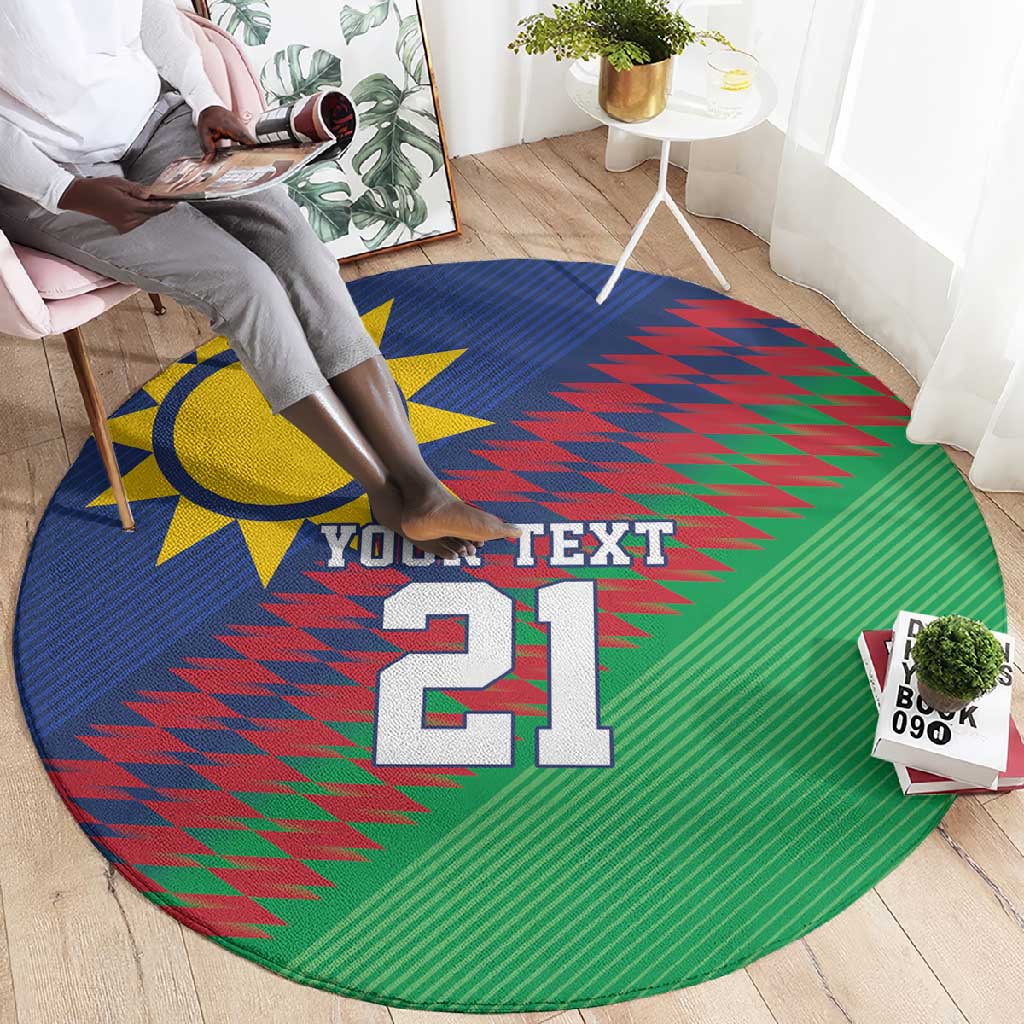 Custom Cricket African Namibia Round Carpet Namibian Sporty Pattern Flag Motif LT9