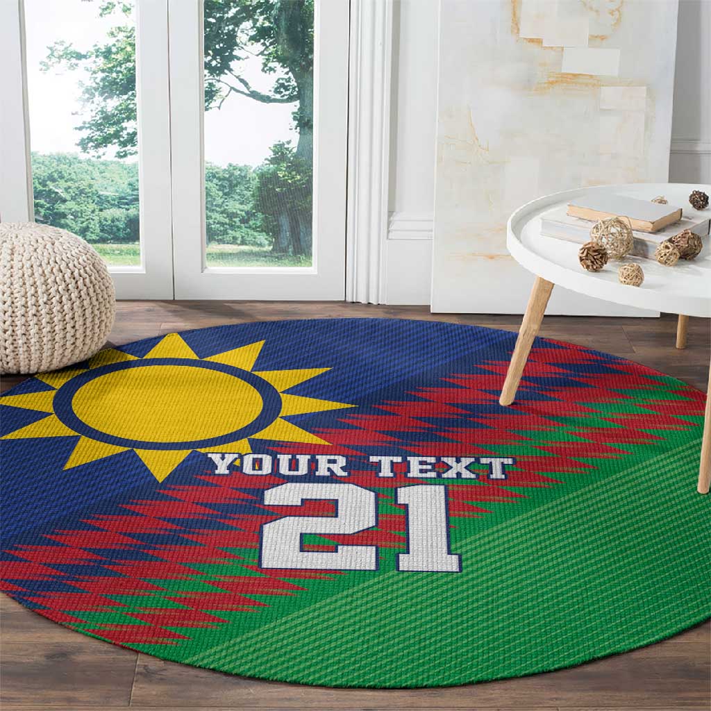 Custom Cricket African Namibia Round Carpet Namibian Sporty Pattern Flag Motif LT9