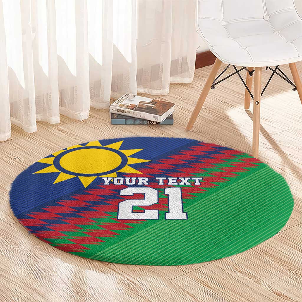 Custom Cricket African Namibia Round Carpet Namibian Sporty Pattern Flag Motif LT9
