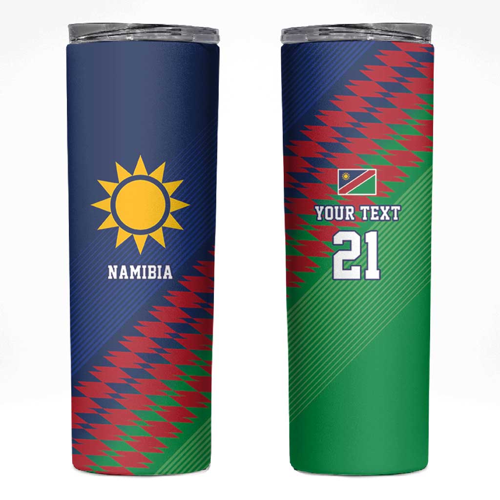 Custom Cricket African Namibia Skinny Tumbler Namibian Sporty Pattern Flag Motif LT9