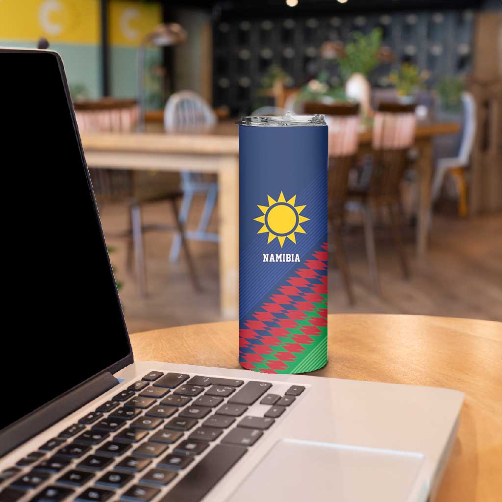 Custom Cricket African Namibia Skinny Tumbler Namibian Sporty Pattern Flag Motif LT9