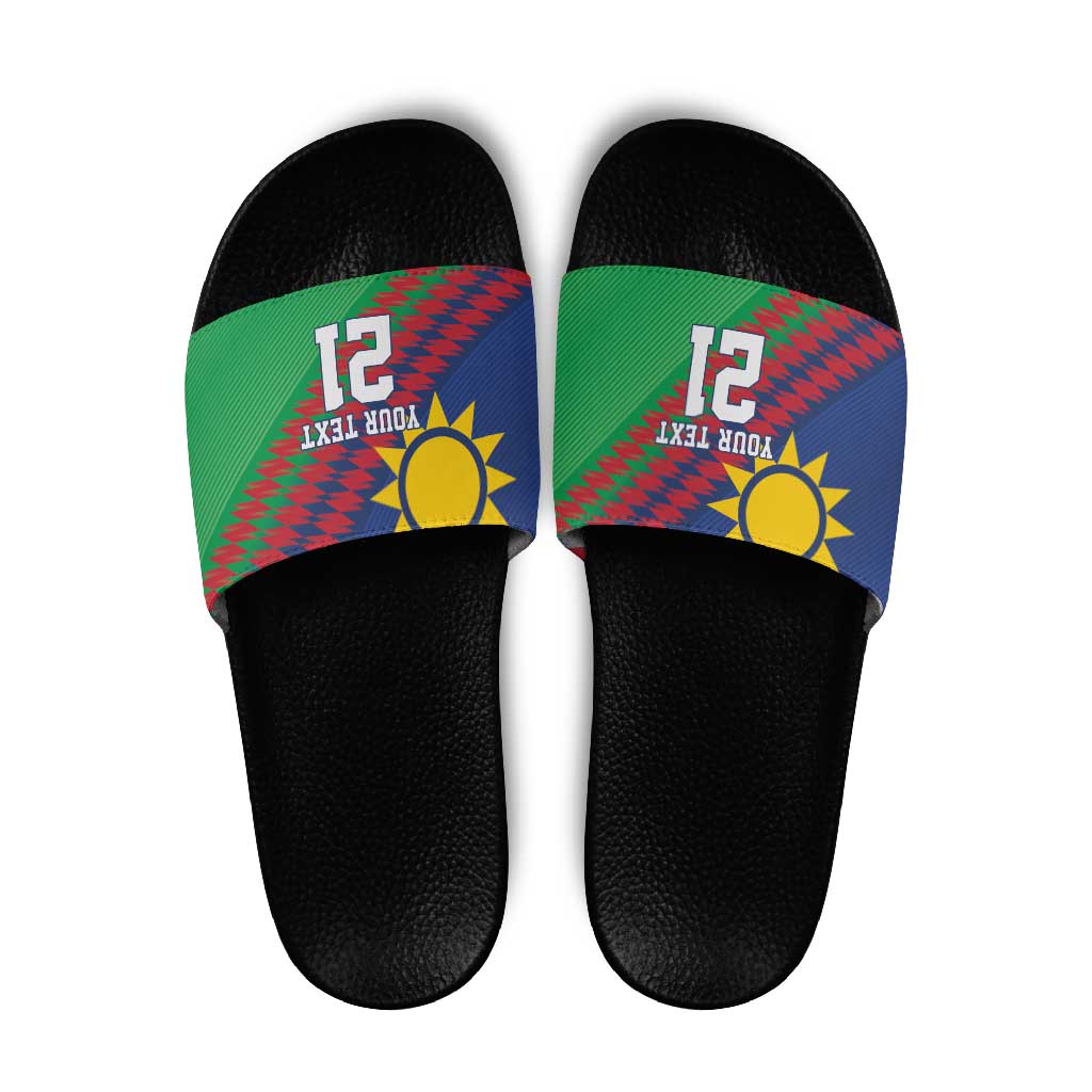 Namibia Cricket Custom Slide Sandals Namibian Sporty Pattern Flag Motif LT9