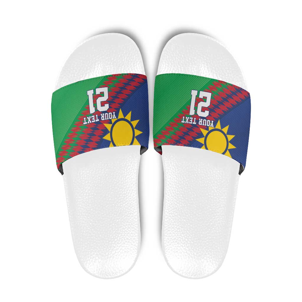 Namibia Cricket Custom Slide Sandals Namibian Sporty Pattern Flag Motif LT9