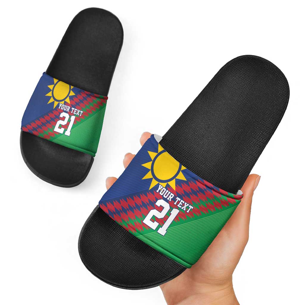 Namibia Cricket Custom Slide Sandals Namibian Sporty Pattern Flag Motif LT9