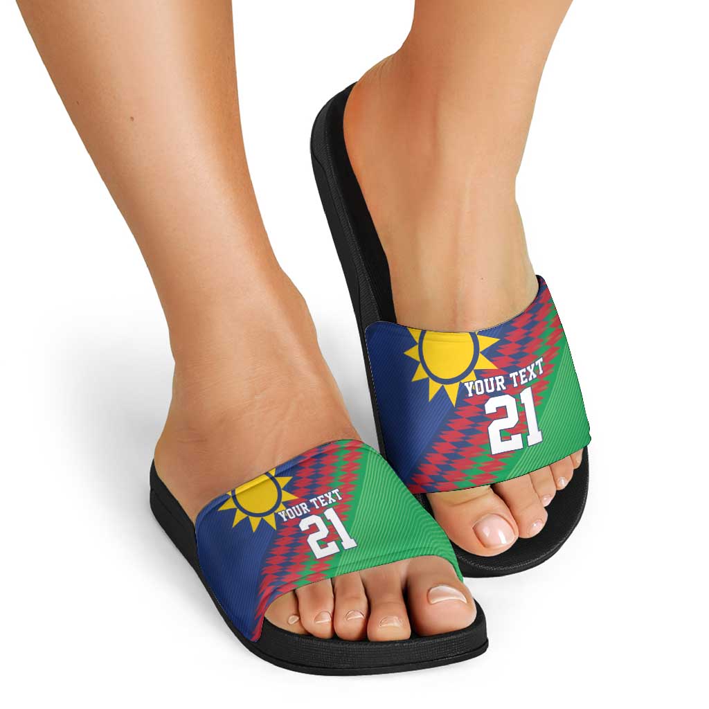 Namibia Cricket Custom Slide Sandals Namibian Sporty Pattern Flag Motif LT9