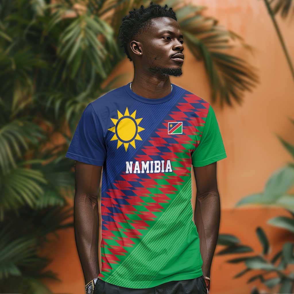 Custom Cricket African Namibia T shirt Namibian Sporty Pattern Flag Motif LT9