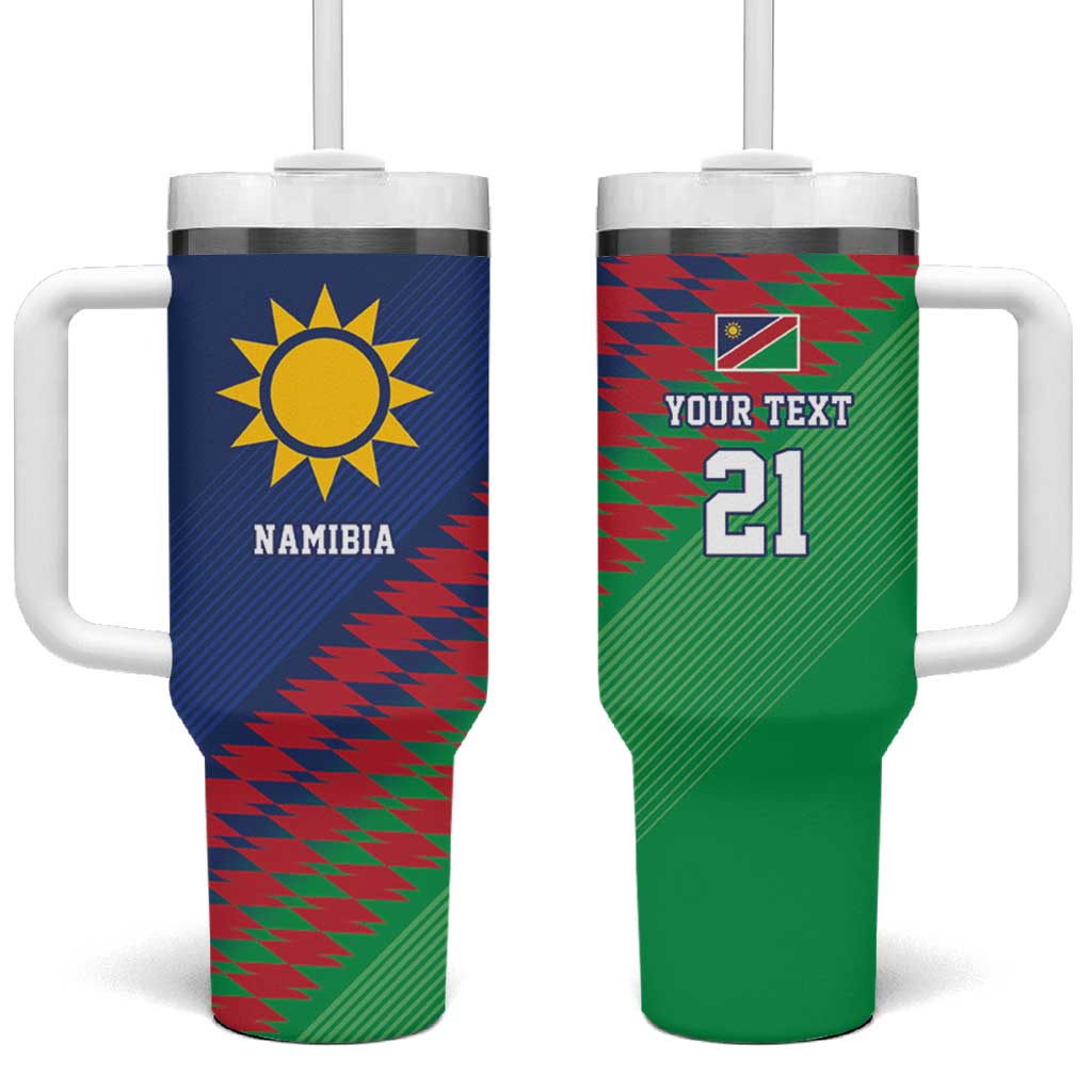 Custom Cricket African Namibia Tumbler With Handle Namibian Sporty Pattern Flag Motif LT9