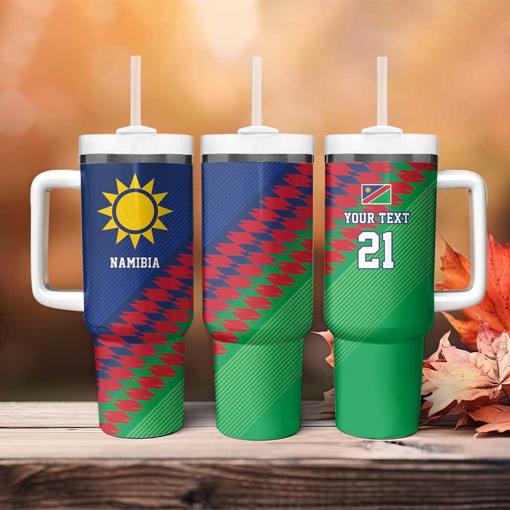 Custom Cricket African Namibia Tumbler With Handle Namibian Sporty Pattern Flag Motif LT9
