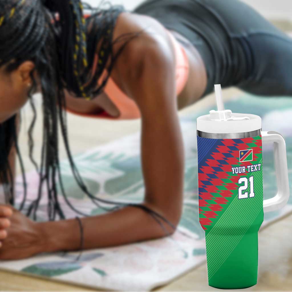 Custom Cricket African Namibia Tumbler With Handle Namibian Sporty Pattern Flag Motif LT9