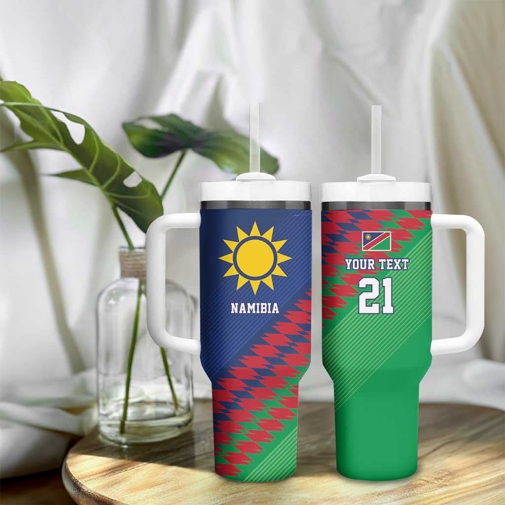 Custom Cricket African Namibia Tumbler With Handle Namibian Sporty Pattern Flag Motif LT9