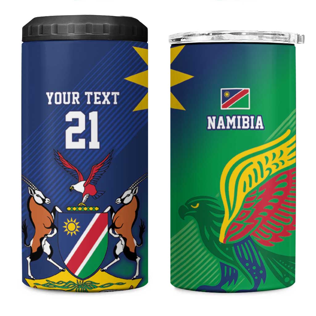 Custom Rugby African Namibia 4 in 1 Can Cooler Tumbler Welwitschias African Fish Eagle LT9