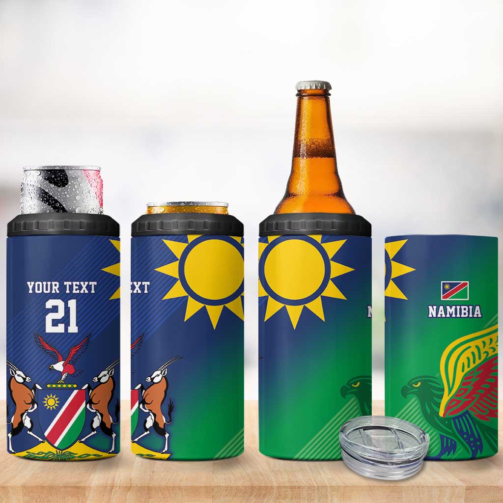 Custom Rugby African Namibia 4 in 1 Can Cooler Tumbler Welwitschias African Fish Eagle LT9