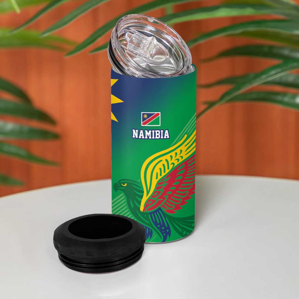 Custom Rugby African Namibia 4 in 1 Can Cooler Tumbler Welwitschias African Fish Eagle LT9