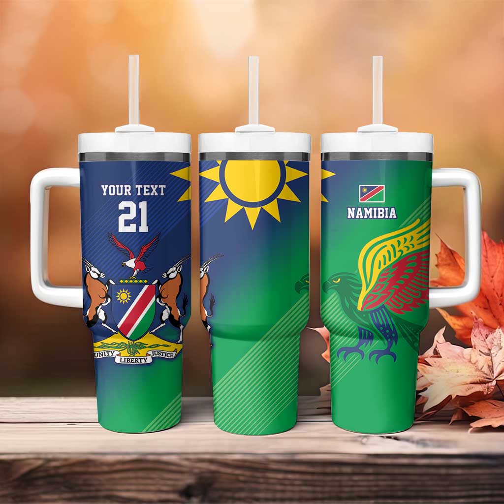 Custom Rugby African Namibia Tumbler With Handle Welwitschias African Fish Eagle LT9