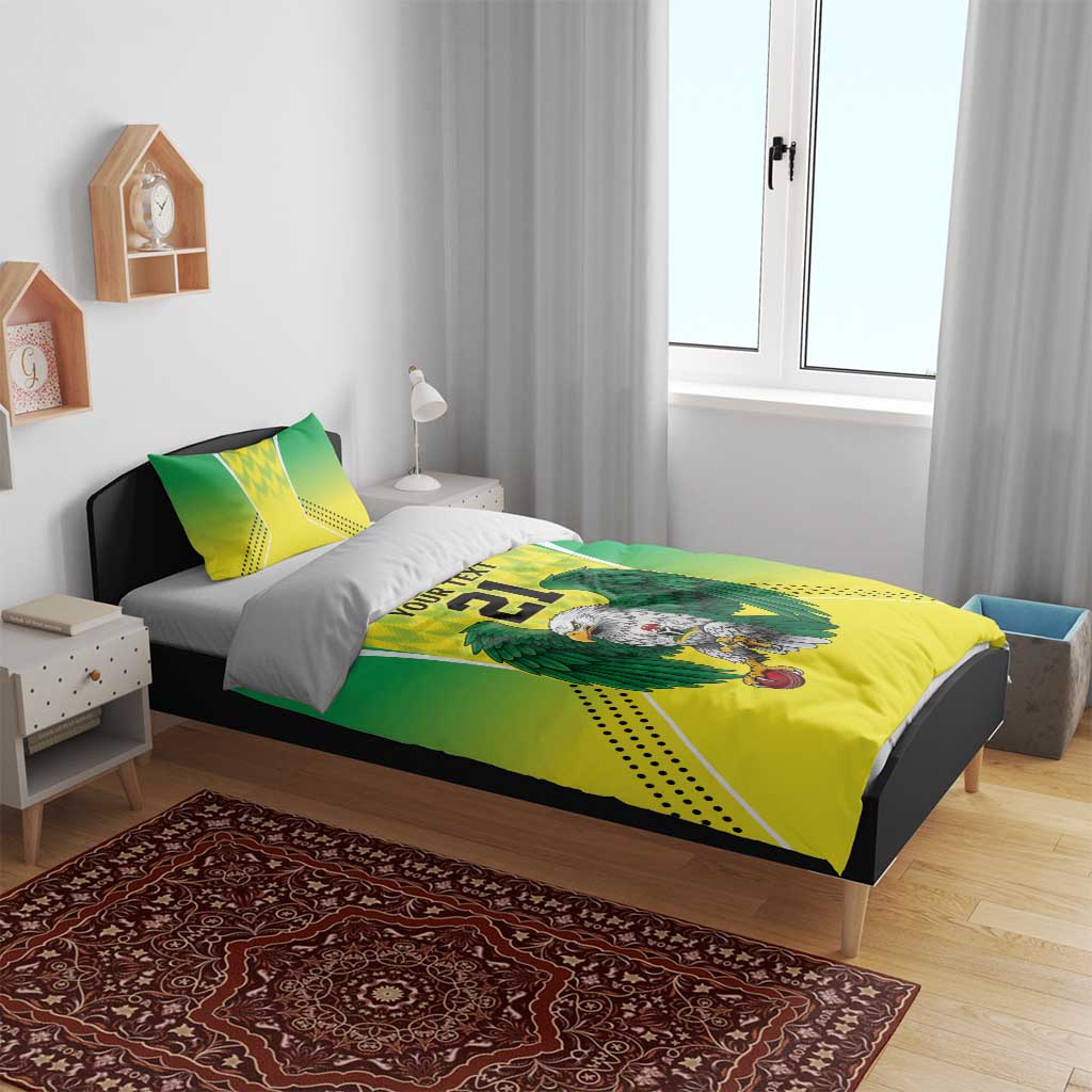 Custom Cricket African Nigeria Bedding Set Najeriya Yellow Greens Eagle LT9