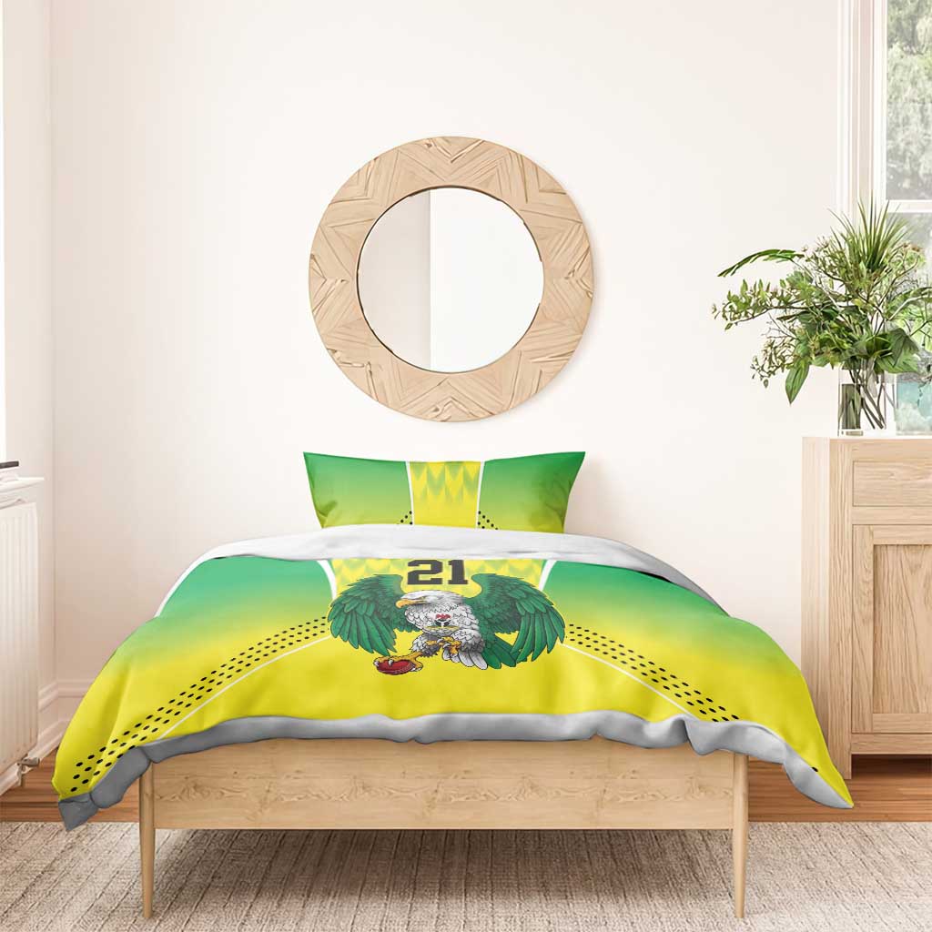 Custom Cricket African Nigeria Bedding Set Najeriya Yellow Greens Eagle LT9