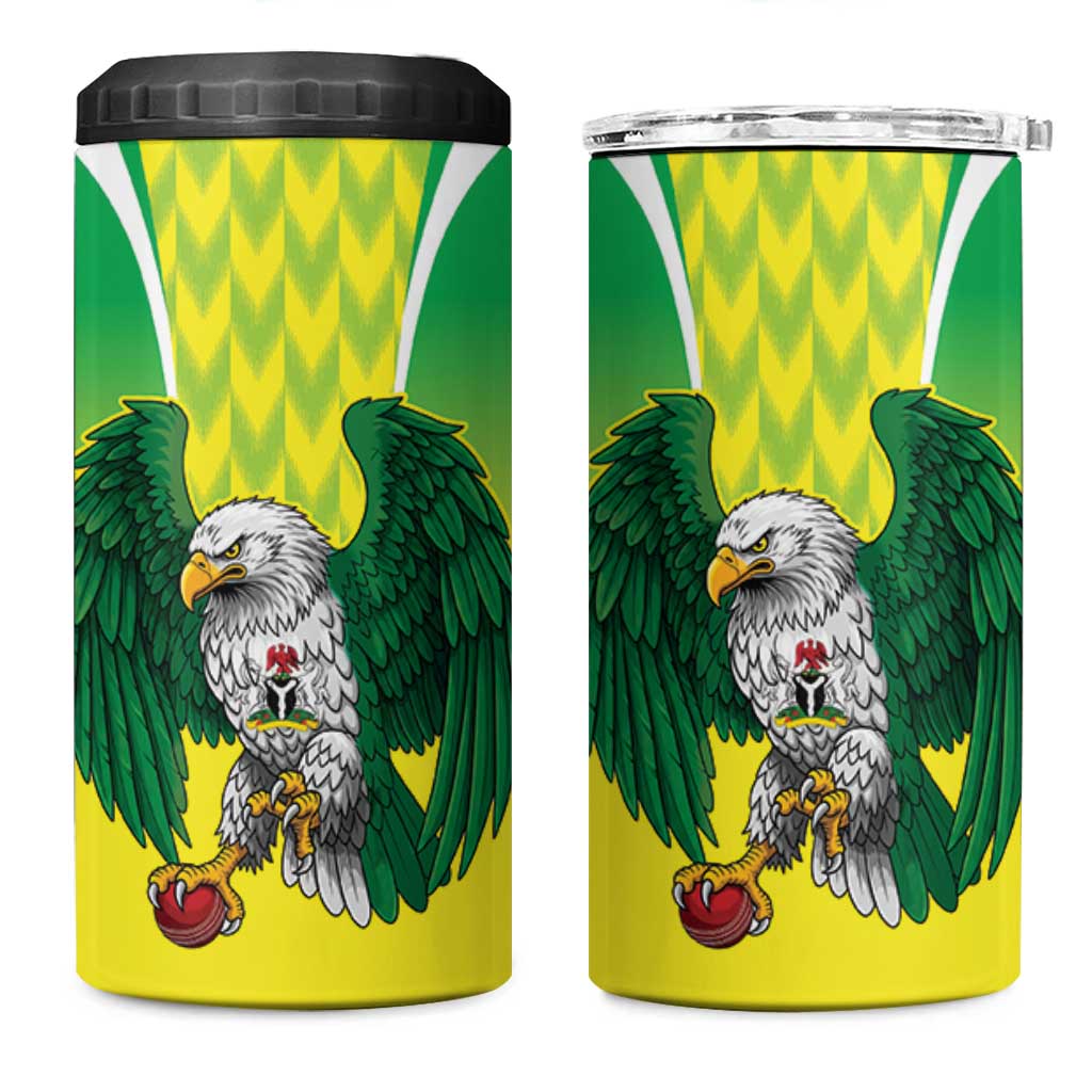 Custom Cricket African Nigeria 4 in 1 Can Cooler Tumbler Najeriya Yellow Greens Eagle LT9