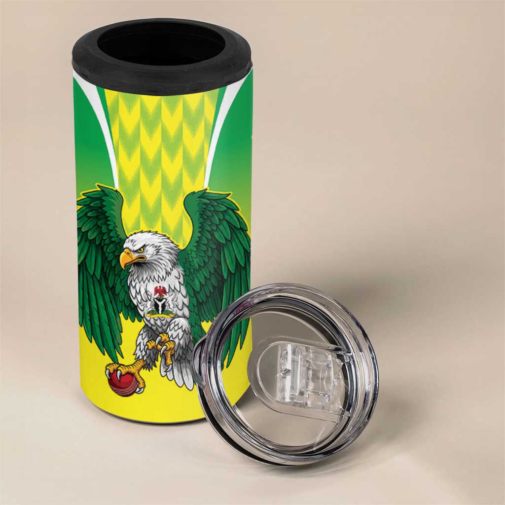 Custom Cricket African Nigeria 4 in 1 Can Cooler Tumbler Najeriya Yellow Greens Eagle LT9