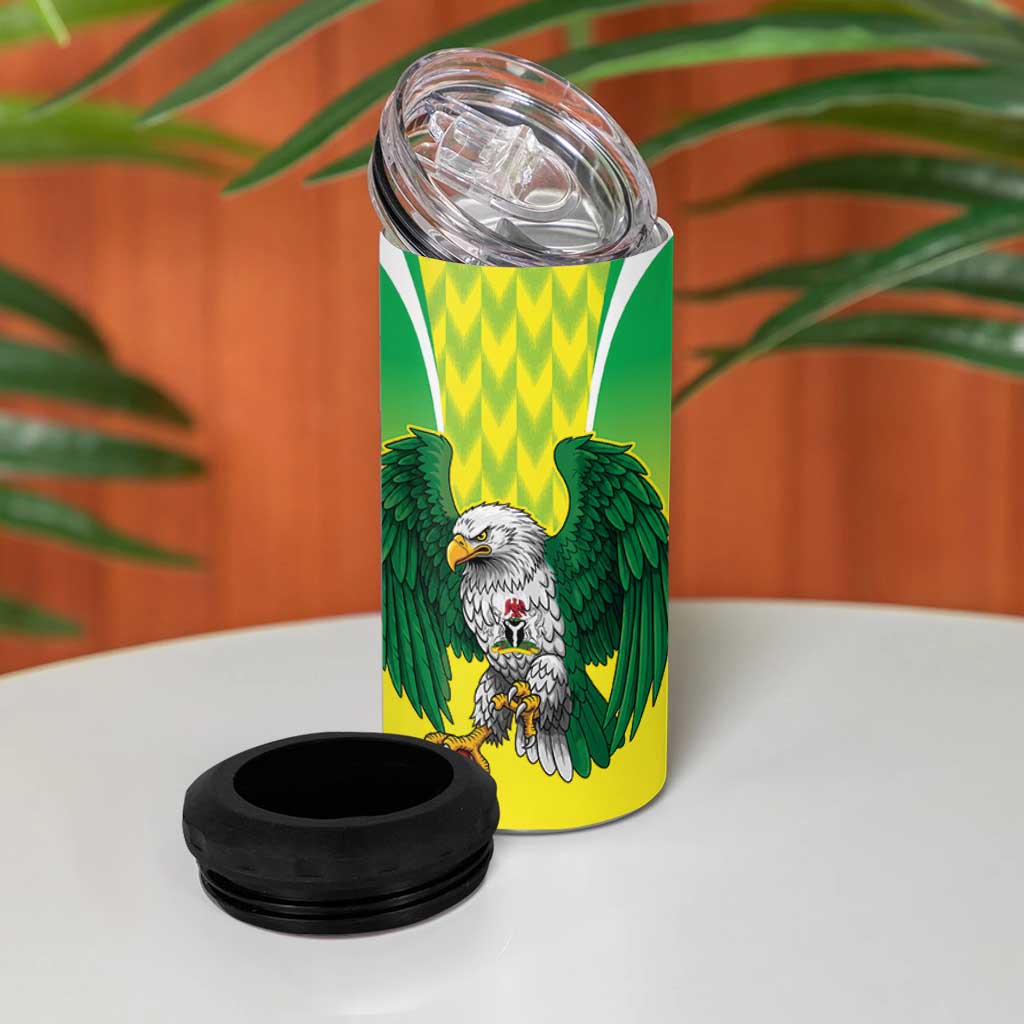 Custom Cricket African Nigeria 4 in 1 Can Cooler Tumbler Najeriya Yellow Greens Eagle LT9