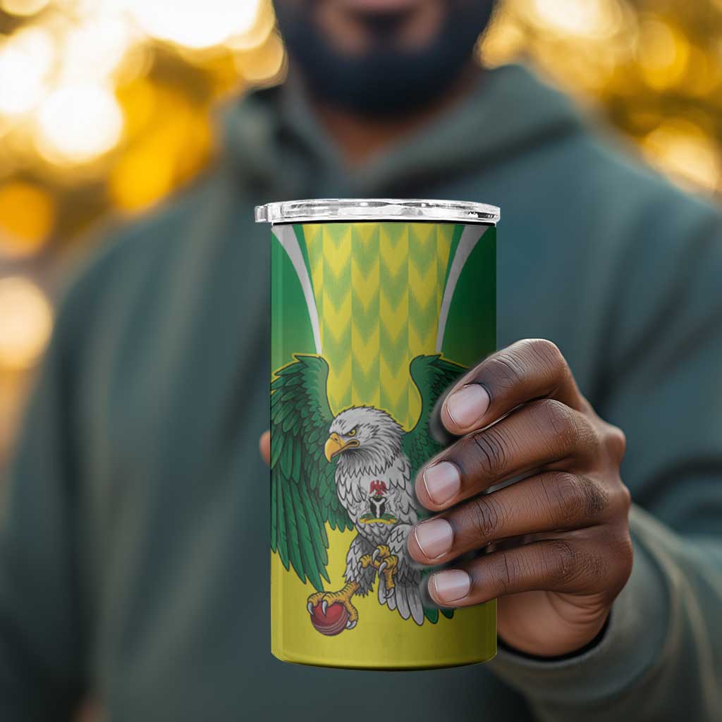 Custom Cricket African Nigeria 4 in 1 Can Cooler Tumbler Najeriya Yellow Greens Eagle LT9