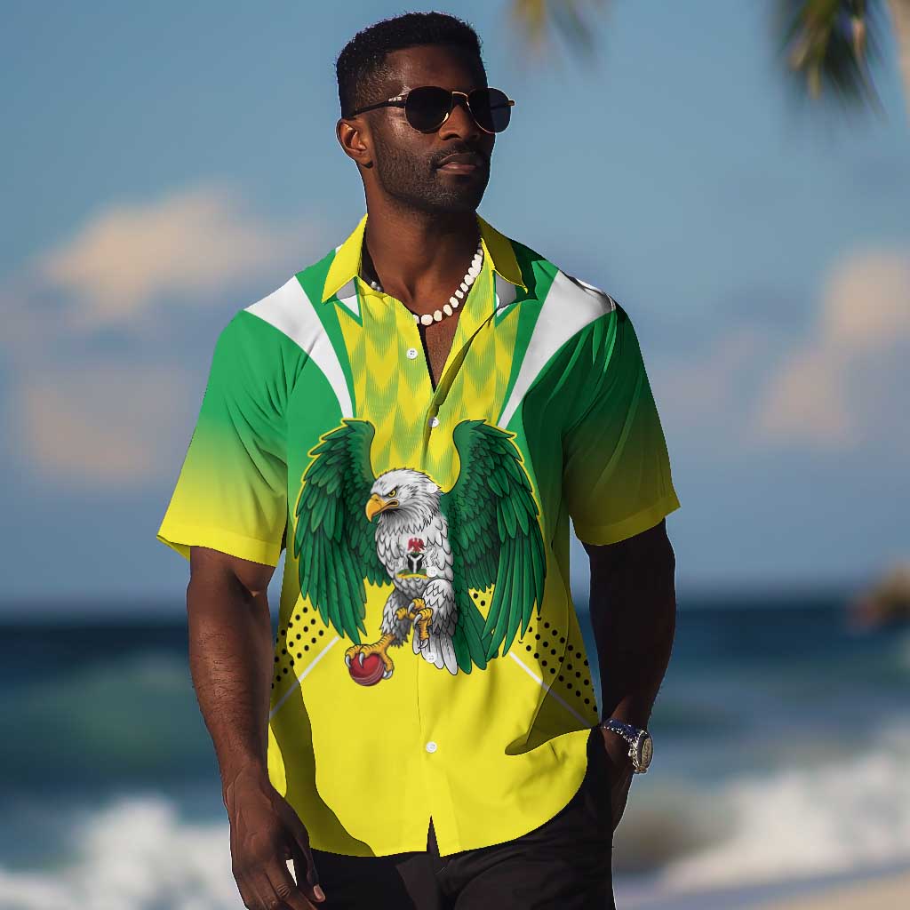 Custom Cricket African Nigeria Hawaiian Shirt Najeriya Yellow Greens Eagle LT9
