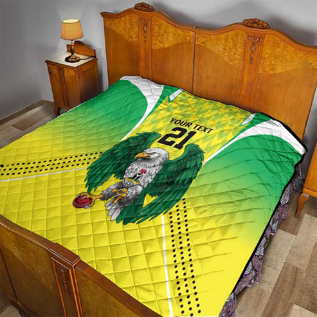Custom Cricket African Nigeria Quilt Najeriya Yellow Greens Eagle LT9