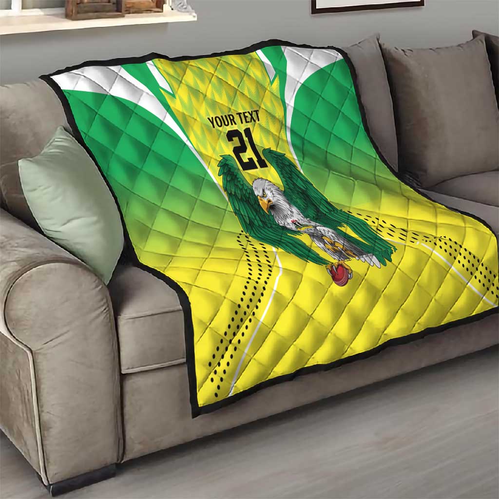 Custom Cricket African Nigeria Quilt Najeriya Yellow Greens Eagle LT9