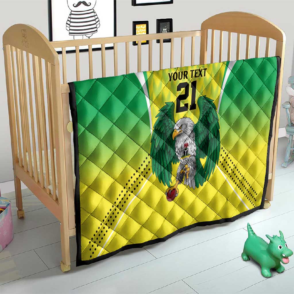 Custom Cricket African Nigeria Quilt Najeriya Yellow Greens Eagle LT9
