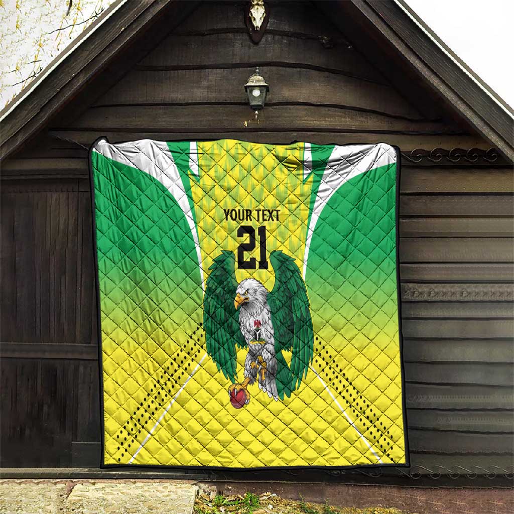 Custom Cricket African Nigeria Quilt Najeriya Yellow Greens Eagle LT9